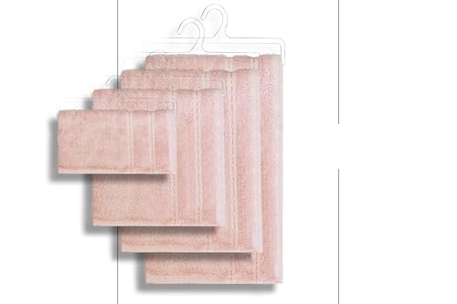 VISTE TU HOGAR Juego de 4 Toallas de Baño 30x50cm 100% Algodón, Toallas Rosa Multiusas 400g/m². Toallas de Tocador Extrasuave al Tacto