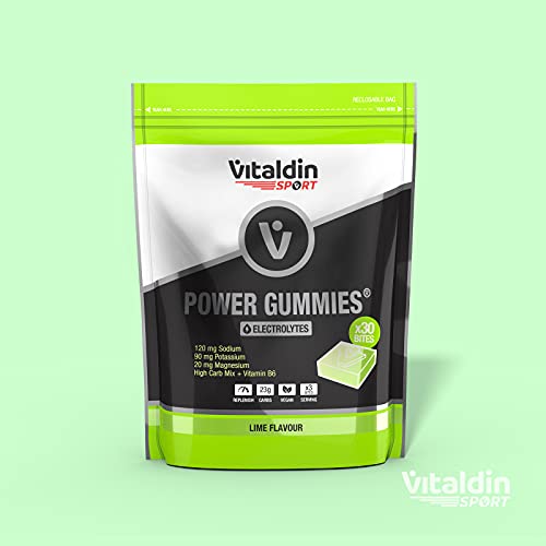 VITALDIN SPORT Power Gummies Electrolytes – Doypack de 30 Bites de gominola – Sabor lima