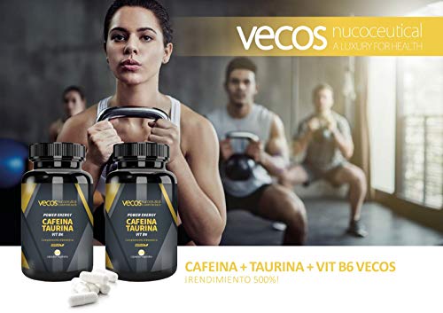 Vitamina B6 con Cafeína y Taurina | Power Energy | 100 Cápsulas Vegetales | Contribuye al Aumento de Volumen Muscular | Efecto Energizante | Complemento Alimenticio