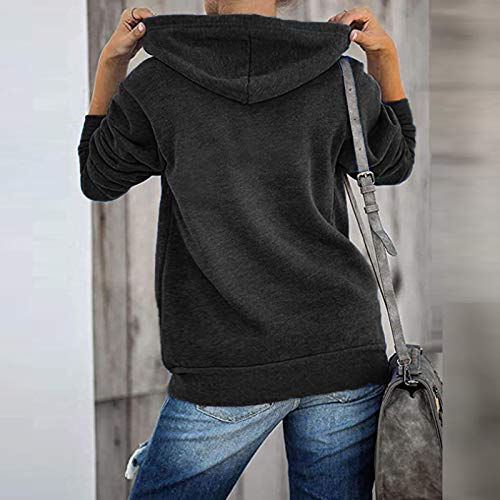 vokkrv 2023 Sudadera Mujer con Cremallera y Capucha Sudaderas Deporte Moda con Bolsillos Chaqueta Entretiempo Otoño Casual Sudaderas Deportiva Sueltas Color Sólido cárdigan Manga Larga Abrigo