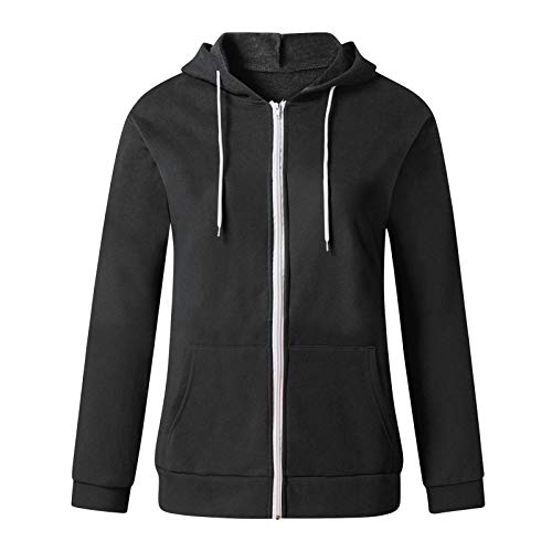 vokkrv 2023 Sudadera Mujer con Cremallera y Capucha Sudaderas Deporte Moda con Bolsillos Chaqueta Entretiempo Otoño Casual Sudaderas Deportiva Sueltas Color Sólido cárdigan Manga Larga Abrigo