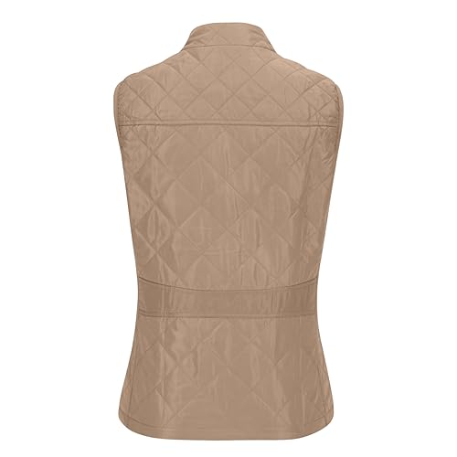 vokkrv Chaleco Mujer Acolchado Invierno sin Mangas Chaqueta de Cintura Cuello Alto Cremallera Chaleco Plumífero Plegable y Ligero Chaqueta sin Mangas Entretiempo Otoño Abrigo sin Mangas Exteriores