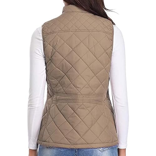 vokkrv Chaleco Mujer Acolchado Invierno sin Mangas Chaqueta de Cintura Cuello Alto Cremallera Chaleco Plumífero Plegable y Ligero Chaqueta sin Mangas Entretiempo Otoño Abrigo sin Mangas Exteriores