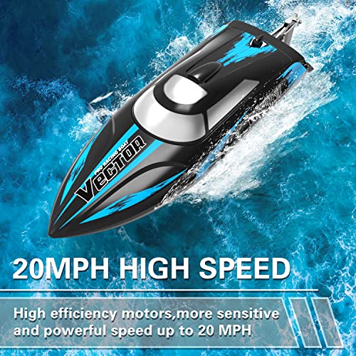 VOLANTEXRC RC Barco Teledirigido VectorXS, Lancha Teledirigida Barco RC de Velocidad Rápida, 20+ KM/H 2.4 GHz Barcos de Carreras con 2 Baterías Recargables Alarma de Batería Baja