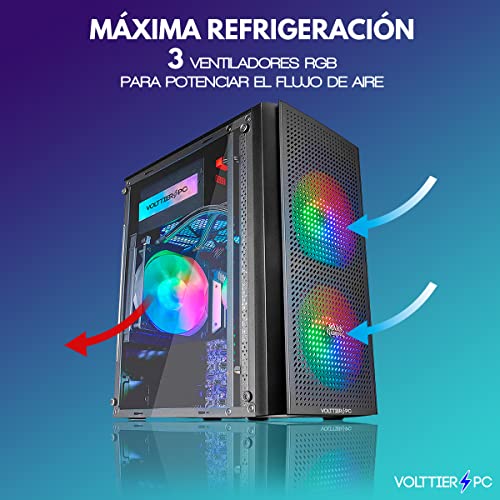 VolttierPC - PC Gaming AMD Ryzen 5 5600G 6x4.4Ghz | 16GB RAM DDR4 | 1TB M.2 SSD | Tarjeta Gráfica AMD Radeon Vega 7 | WiFi | Windows 11 Pro | Ordenador Gamer