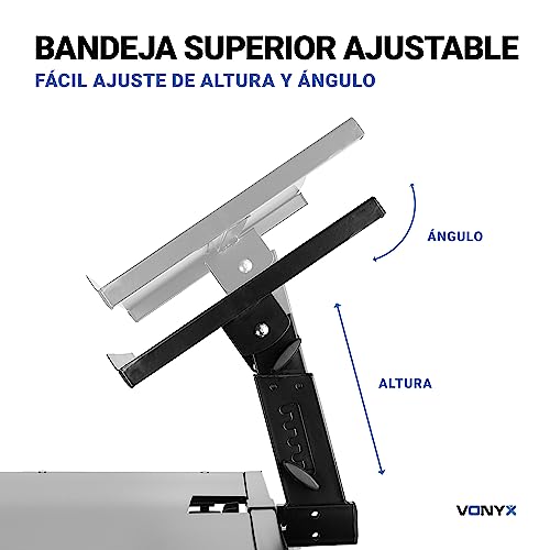 Vonyx DB10 Mueble Stand para DJ o Disco móvil portátil, regulable en altura, con bandeja superior para ordenador portátil o mezcladora. 45 x 100 x 65 cm