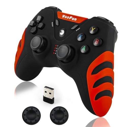 VooFun Mando PC, Inalámbrico Mando PS3 Gamepad con Dual Vibración, Gaming Mando para PC Windows(7/8/10/11), PS3, Laptop, Steam, Raspberry Pi, Android Smart TV, TV Box (Rojo)