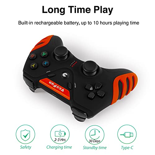 VooFun Mando PC, Inalámbrico Mando PS3 Gamepad con Dual Vibración, Gaming Mando para PC Windows(7/8/10/11), PS3, Laptop, Steam, Raspberry Pi, Android Smart TV, TV Box (Rojo)