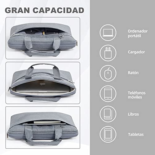 Voova Funda para Portátil de 13 13.3 13,3 pulgadas Protección 360° Maletin Ordenador Bolsa PC Laptop Bag impermeable antichoque compatible MacBook Dell Acer HP Lenovo Hombre Mujer Gris