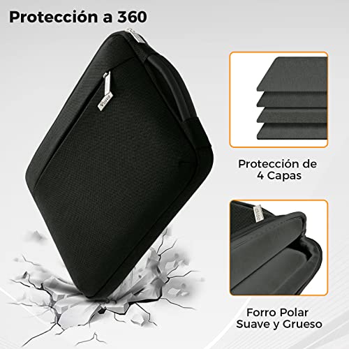 Voova Funda Portatil 15.6 16 Pulgadas (37×25,5×2,5CM) Funda Portátil 360°Protectora 15,6 Funda Ordenador para Macbook Pro 16,Acer ConceptD 16,Lenovo 16,Inspiron 16 Bolsa Portatil, Negro