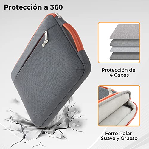 Voova Funda Portatil 15.6 16 Pulgadas (37×25,5×2,5CM) Funda Portátil 360°Protectora 15,6 Funda Ordenador para Macbook Pro 16,Acer ConceptD 16,Lenovo 16,Inspiron 16 Bolsa Portatil, Gris Oscuro