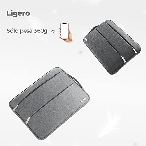 Voova Funda Portatil 15.6 16 Pulgadas(37×25,5×2,5CM),Impermeable Ordenador Maletin Portátil para Lenovo,Asus,Sumsung,Dell,Microsoft Surface,Jumper,Huawei,Acer,Gris