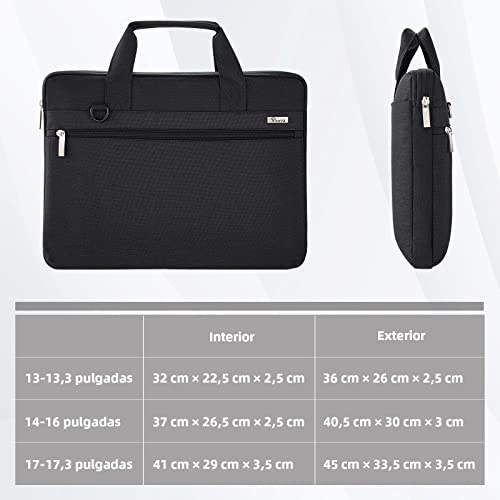 Voova Funda Portátil de 14 15.6 15,6 16 pulgadas Protección 360° Maletin Ordenador Bolsa PC Laptop Bag impermeable antichoque compatible MacBook Dell Acer HP Lenovo Hombre Mujer Negro