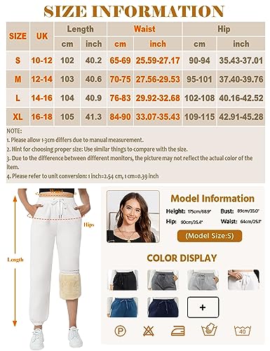 Voqeen Pantalones de Chándal con Forro Polar Sherpa para Mujer Pantalones Térmicos Cálidos de Invierno Bolsillos Peludos Gruesos Pantalones Deportivos Pantalones de Jogging para Correr Fitness