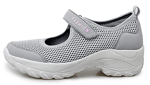 Vorgelen Sandalias Deportivas de Mujer Malla Ligero Plataforma Zapatillas Mary Jane Casual Cómodas Respirable Sneakers para Deportes Fitness Correr Trabajar