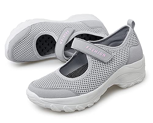 Vorgelen Sandalias Deportivas de Mujer Malla Ligero Plataforma Zapatillas Mary Jane Casual Cómodas Respirable Sneakers para Deportes Fitness Correr Trabajar