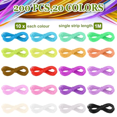 VORHOT 200 Piezas Scoubidou Hilo Plastico, Scooby Doo Pulseras 20 Colores, Scooby Doo Hilos con Llavero y Gancho, Hilos Pulseras Scooby Doo para Hacer Pulseras, Collares, Llaveros