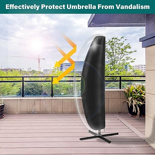 VORHOT Funda Sombrilla Playa para Sombrilla Voladiza Ø 2-4m, 420D Oxford-Tela Funda Protectora con Varilla, Impermeable Anti-UV Cover para Sombrilla Terraza Exterior Parasol Jardin, 265*40/70/50CM