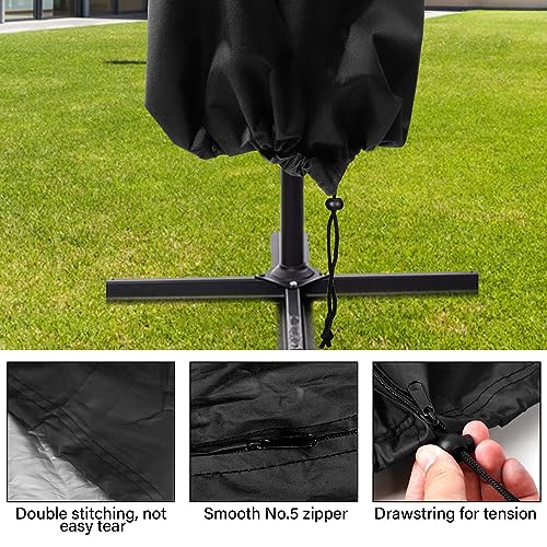 VORHOT Funda Sombrilla Playa para Sombrilla Voladiza Ø 2-4m, 420D Oxford-Tela Funda Protectora con Varilla, Impermeable Anti-UV Cover para Sombrilla Terraza Exterior Parasol Jardin, 265*40/70/50CM