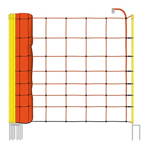 VOSS.farming Malla eléctrica para ovejas, Cabras, Rollo de 50m de Longitud y 90cm de Altura, 14 Postes de Punta Doble y Kit de reparación