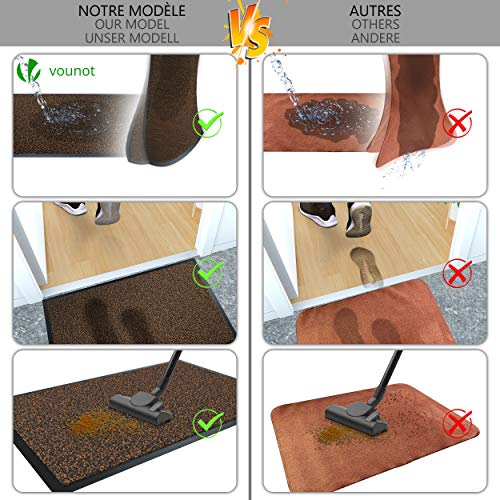 VOUNOT Juego de 2 Felpudos Entrada casa, Alfombra Exterior para Puerta, Impermeable Antideslizante Lavable, Alfombra para Interior y Exterior, 40x60cm, Marrón