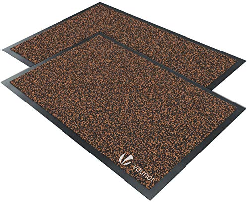 VOUNOT Juego de 2 Felpudos Entrada casa, Alfombra Exterior para Puerta, Impermeable Antideslizante Lavable, Alfombra para Interior y Exterior, 40x60cm, Marrón