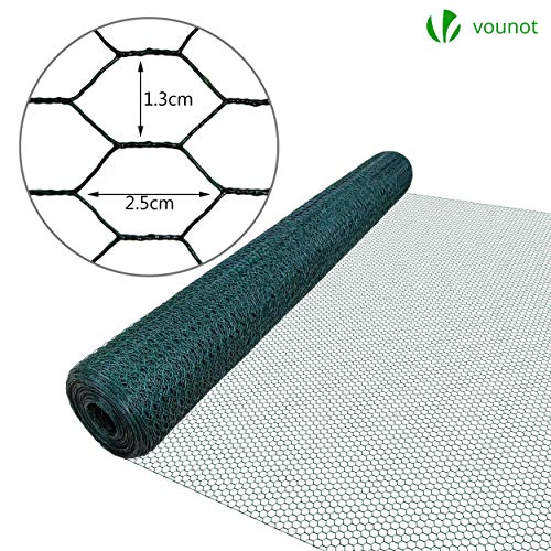 VOUNOT Red Alambre Hexagonal, Rollo Malla Metalica, Tamaño de Malla 13mm, 100 cm (H) x 50 m (L), Revestimiento de PVC, Verde