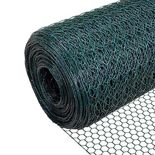 VOUNOT Red Alambre Hexagonal, Rollo Malla Metalica, Tamaño de Malla 13mm, 100 cm (H) x 50 m (L), Revestimiento de PVC, Verde