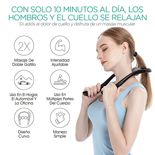 VOYOR Masajeador de Cuello Shiatsu, Masajeador Cervical y de Espalda, Masaje para Cervicales Hombros Manual Tejido Profundo Relajación para Alivio de Fatiga y Dolor MS110