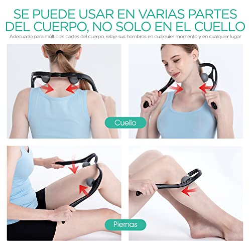 VOYOR Masajeador de Cuello Shiatsu, Masajeador Cervical y de Espalda, Masaje para Cervicales Hombros Manual Tejido Profundo Relajación para Alivio de Fatiga y Dolor MS110