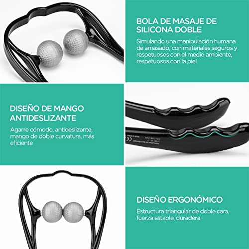 VOYOR Masajeador de Cuello Shiatsu, Masajeador Cervical y de Espalda, Masaje para Cervicales Hombros Manual Tejido Profundo Relajación para Alivio de Fatiga y Dolor MS110