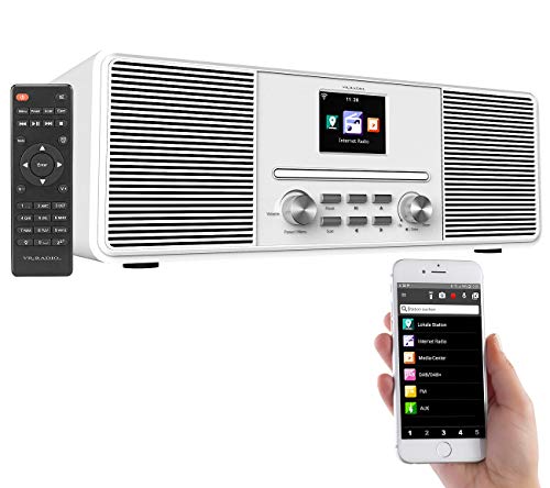 VR-Radio Discos compactos Radio: Radio por Internet estéreo con Reproductor de CD, Dab + / FM y Bluetooth, 40 vatios, Blanco (LENGUADO Radio Discos compactos)