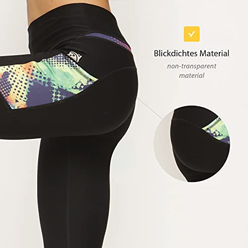 VS Capri - Leggings Deportivos con Bolsillo para el teléfono móvil, 3 Bolsillos Laterales, 3/4 Leggins, para el móvil, Las Llaves, Tarjetas de crédito y Otros Mallas Deportivas para Fitness