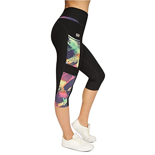 VS Capri - Leggings Deportivos con Bolsillo para el teléfono móvil, 3 Bolsillos Laterales, 3/4 Leggins, para el móvil, Las Llaves, Tarjetas de crédito y Otros Mallas Deportivas para Fitness