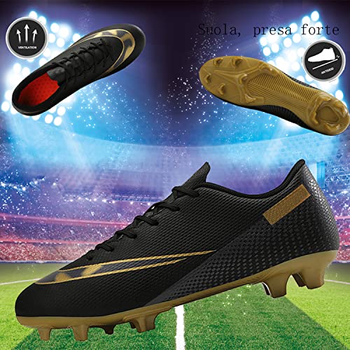 VTASQ Zapatillas de Fútbol Hombre Spike Aire Libre Profesionales Atletismo Training Botas de Fútbol Hombre Zapatillas de Deporte Nero 36 EU