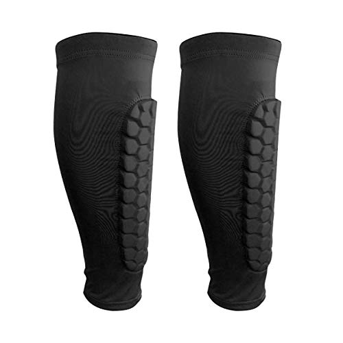 Wallfire - Espinilleras Deportivas para Hombre y Mujer, un par de Protectores Profesionales de compresión para pantorrillas, protección contra Golpes, para fútbol, Baloncesto, Ciclismo