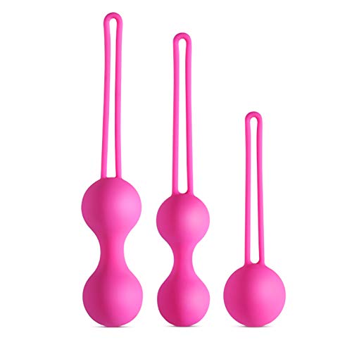 Walory Bola de Coño - 3Pcs Silicona, Bolas de Acero, Tight Ejercicio Entrenador, Femenino Entrenamiento Retráctil