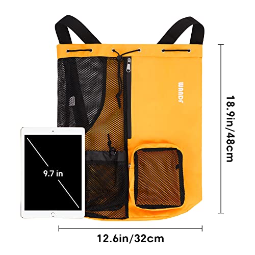 WANDF Mochila con cordón de malla Bolsa de gimnasia Bolsa de gimnasia deportiva con cremallera y bolsillo húmedo para gimnasio y equipo de entrenamiento (L-Orange)