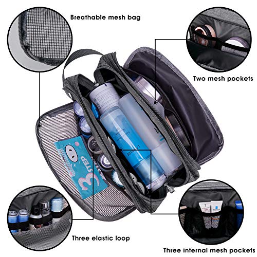 WANDF Neceser Viaje Bolsa de Aseo Impermeable Organizador de Maquillaje Kit Dopp para Hombre Mujer(A-Denim Grey)