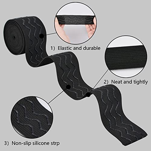 WANDIC Banda elástica, cinta elástica de silicona negra de 10 yardas, cintura de alta elasticidad para coser ropa, manualidades, 4 cm