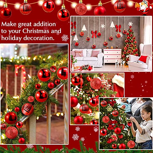 WANTOUTH 36 PCS Esferas Rojas 4cm Bolas Navideñas Inastillables Conjunto de Adornos de Árbol de Navidad