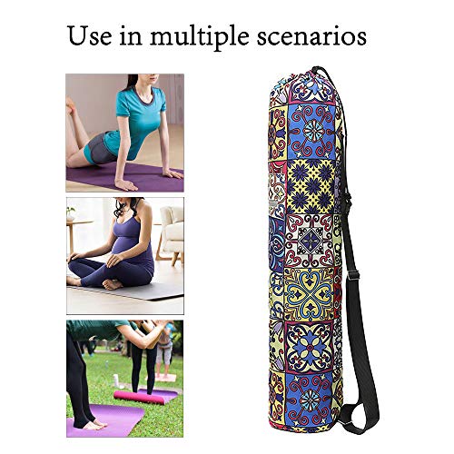 WANYIG Bolsa Esterilla de Yoga Lona Yoga Mat Bag Bolsas para Colchoneta de Yoga con Cuerda y Cinta para el Pelo Estampada para Gimnasio(Color 7)