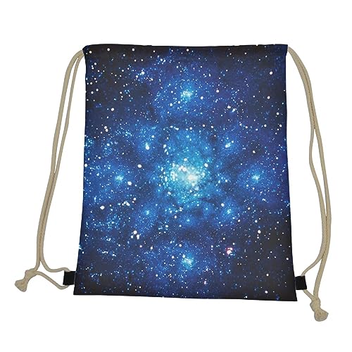 Wanyint Bolsa de mochila con cordón de impresión de agua, saco de cincha, bolsa impermeable del gimnasio del deporte, Cielo estrellado