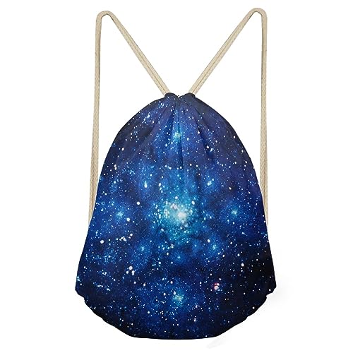 Wanyint Bolsa de mochila con cordón de impresión de agua, saco de cincha, bolsa impermeable del gimnasio del deporte, Cielo estrellado