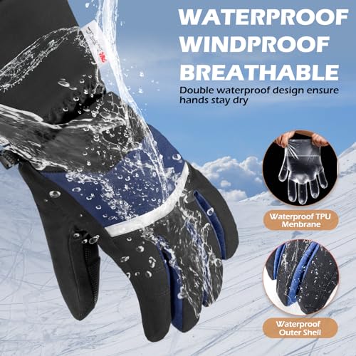 WARMTUYO Guantes Invierno Hombre Mujer, Guantes Termicos Hombre Mujer Impermeable Táctiles AntiViento Antideslizante Guantes Esqui Guantes Moto Hombre para Esquiar Snowboard Ciclismo y Senderismo