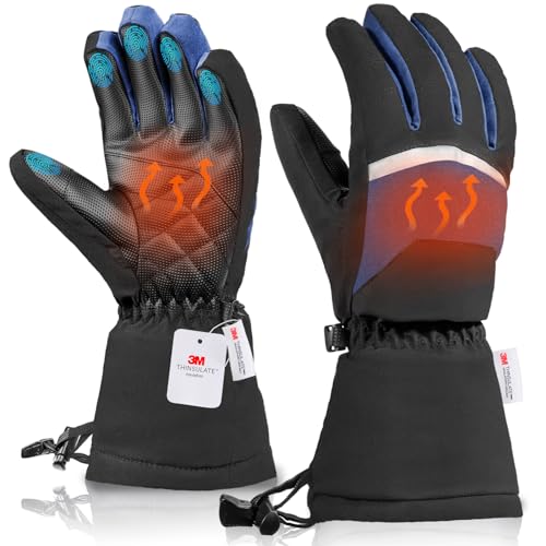 WARMTUYO Guantes Invierno Hombre Mujer, Guantes Termicos Hombre Mujer Impermeable Táctiles AntiViento Antideslizante Guantes Esqui Guantes Moto Hombre para Esquiar Snowboard Ciclismo y Senderismo