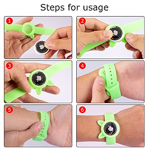 WATACHE GPS de Seguridad Antideslizante y antipérdida para niños, protección antiarañazos para el posicionamiento de la Pulsera Airtag Tracker, fácil de Llevar (Verde Fluorescente)