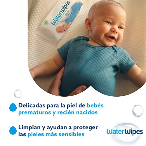 WaterWipes Toallitas húmedas Originales para Bebés, Sin Plástico, 1080 unidades (Paquete de 18), 99,9% Base de Agua, y Sin Perfume para Pieles Sensibles