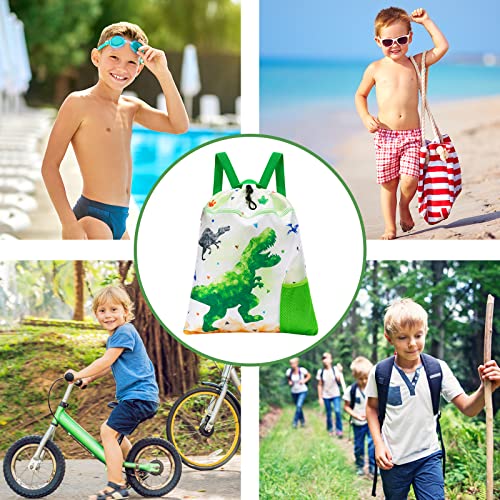 WAWSAM Mochila Cuerdas Infantil de Dinosaurios - Mochila de Cuerdas Impermeable Bolsa de Gimnasia para Niños Bolsa Dscuela Yoga Playa Viaje Natación Mochila con cordón