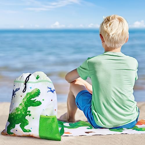 WAWSAM Mochila Cuerdas Infantil de Dinosaurios - Mochila de Cuerdas Impermeable Bolsa de Gimnasia para Niños Bolsa Dscuela Yoga Playa Viaje Natación Mochila con cordón